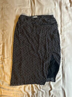 Abercrombie Floral Midi Skirt Slit Black Red White